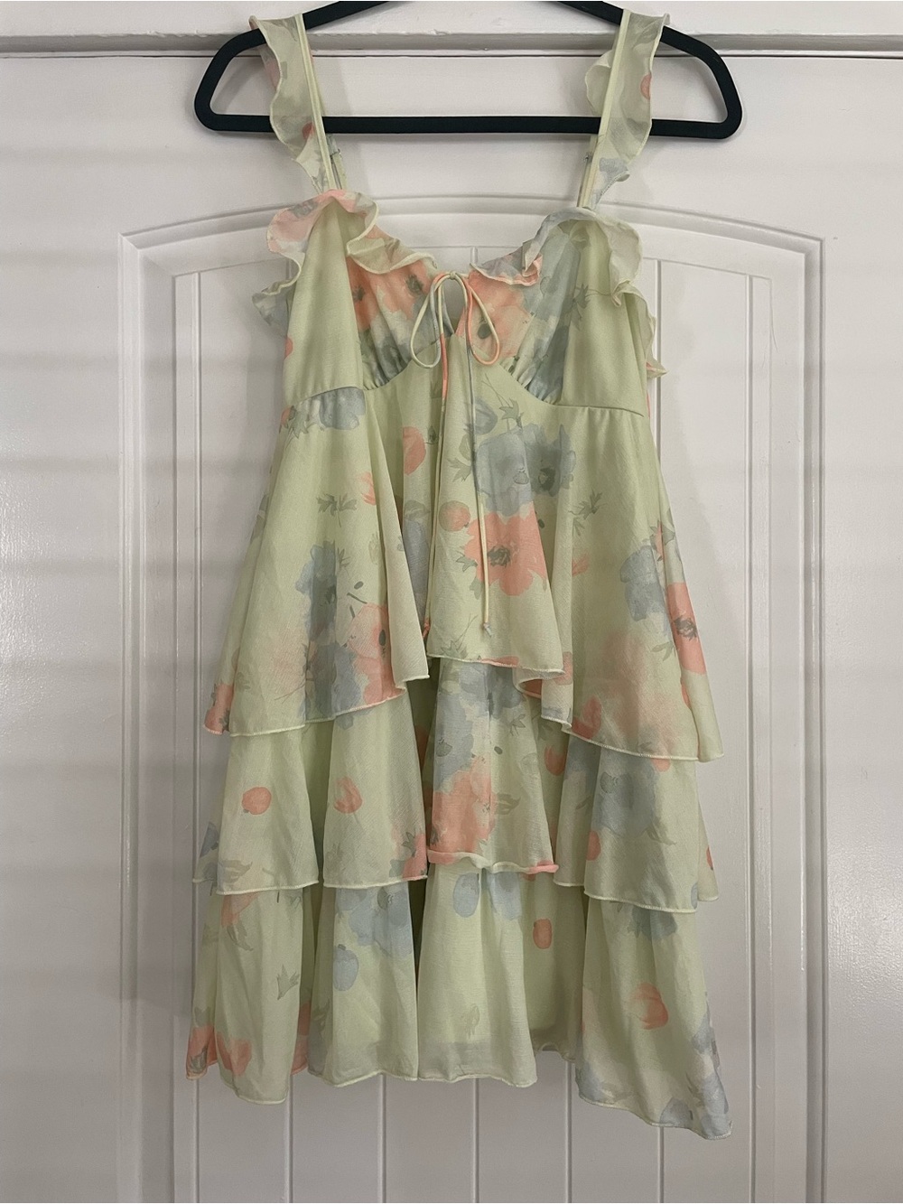 Pastel Floral Layered Ruffle Dress